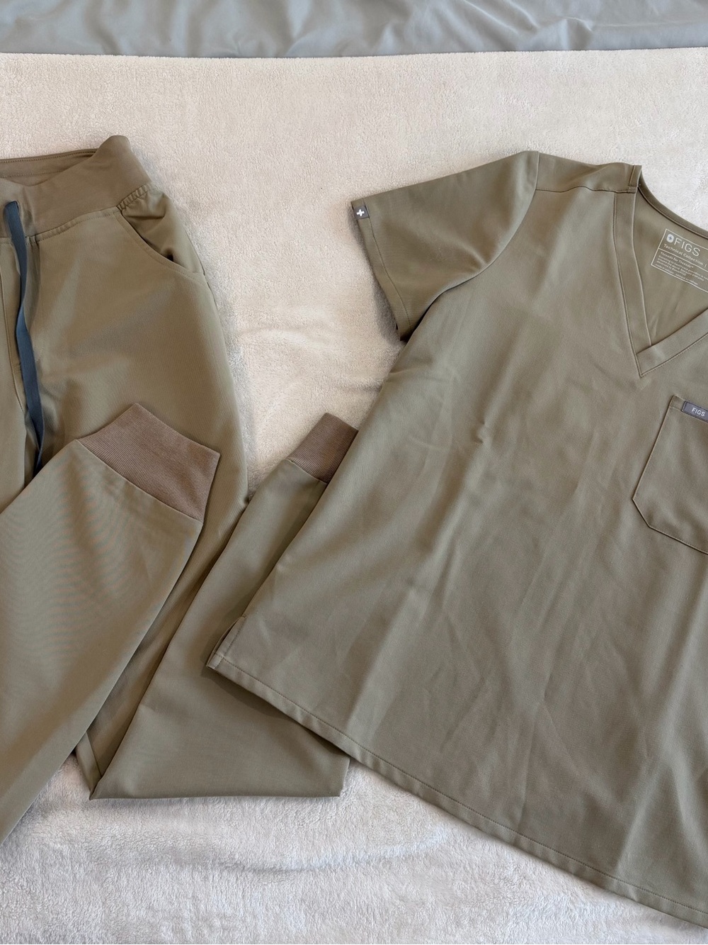 Figs Olive Utility Scrub Top and Jogger Set